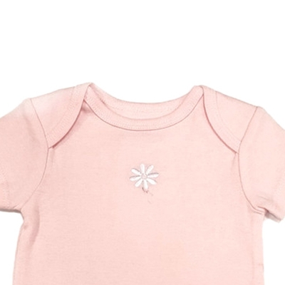 Unisex Breathable Pink Knitted 100% Cotton Short Sleeve Bodysuit for Infants Toddlers