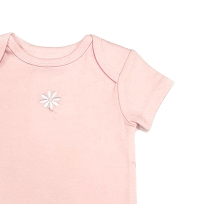 Unisex Breathable Pink Knitted 100% Cotton Short Sleeve Bodysuit for Infants Toddlers