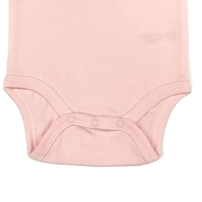 Unisex Breathable Pink Knitted 100% Cotton Short Sleeve Bodysuit for Infants Toddlers