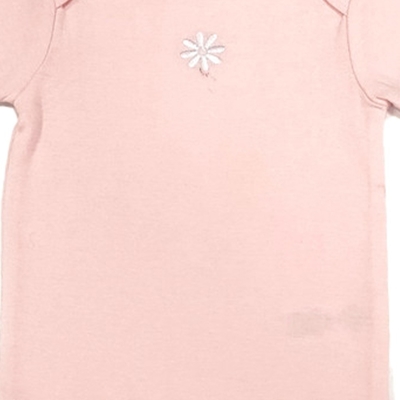 Unisex Breathable Pink Knitted 100% Cotton Short Sleeve Bodysuit for Infants Toddlers