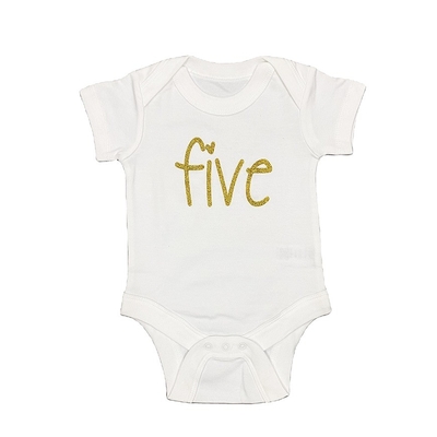 Summer Unisex 100% Cotton Round Collar Bodysuit Baby Clothes Romper with Gold Printing