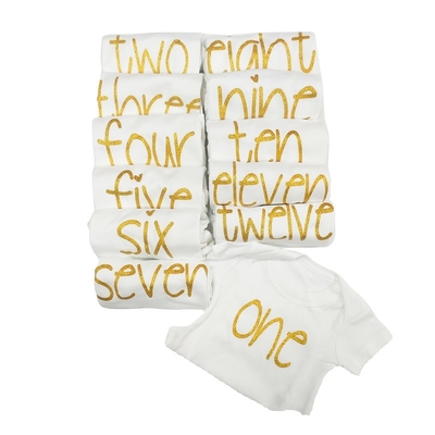 Summer Unisex 100% Cotton Round Collar Bodysuit Baby Clothes Romper with Gold Printing