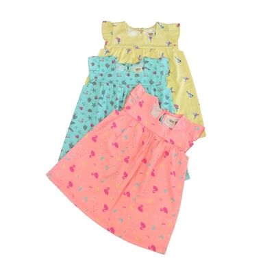 Carton Pattern Off-shoulder Sleeveless Summer Cotton Casual Skirt for Toddler Girls