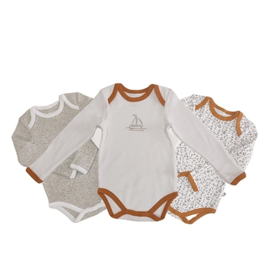 Summer Outdoor Sun Comfy Bodysuit Long Sleeve Baby Romper With Snap Button Knitted Fabric