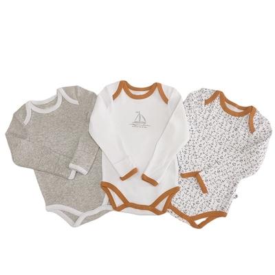 Summer Outdoor Sun Comfy Bodysuit Long Sleeve Baby Romper With Snap Button Knitted Fabric