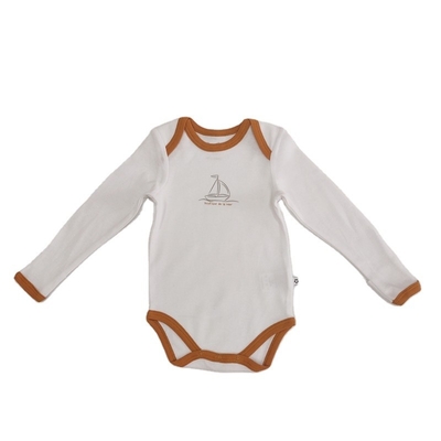 Summer Outdoor Sun Comfy Bodysuit Long Sleeve Baby Romper With Snap Button Knitted Fabric