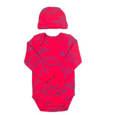 100% Cotton Unisex Baby Romper Clothing Sets with Long Sleeves and Hat Button Closure