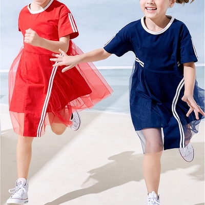 Anti-static Layered Jersey O-neck Cotton Short Lace Summer Children's Tulle Skirt Kids