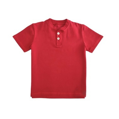 Summer Boys Kids O-neck Red Cotton T-shirts Short-sleeved with Spandex / Cotton Blend