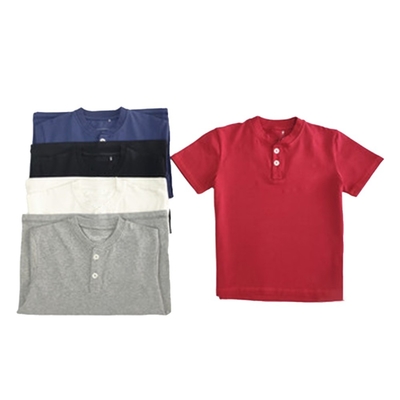 Summer Boys Kids O-neck Red Cotton T-shirts Short-sleeved with Spandex / Cotton Blend