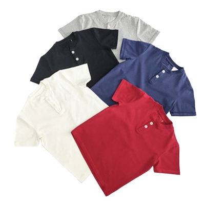 Summer Boys Kids O-neck Red Cotton T-shirts Short-sleeved with Spandex / Cotton Blend