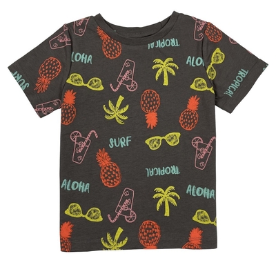 12 Years of Experience Fashion Print Boys T Shirt Anti-pilling Black Kids 100% Cotton
