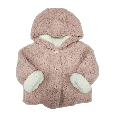 Winter Long Sleeved Baby Girl Hoodies Warm Pink 100% Polyester Outerwear Type Wool Blends