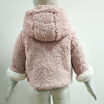 Winter Long Sleeved Baby Girl Hoodies Warm Pink 100% Polyester Outerwear Type Wool Blends