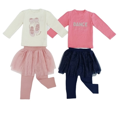 Stylish and Comfortable 2pcs Baby Girl Clothing Set 100% Cotton for Outdoor Wear