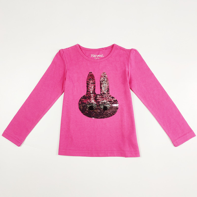 Embroidered Technics Cute Young Girls T-Shirt with Sequins Application