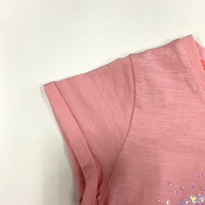 100% Combed Cotton Girl's Beaded Embroidered Short Sleeve Summer T-Shirt Slub Jersey