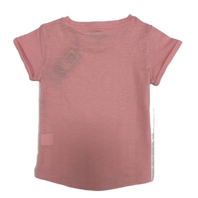 100% Combed Cotton Girl's Beaded Embroidered Short Sleeve Summer T-Shirt Slub Jersey