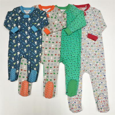 Infants Toddlers Winter Full Print Cotton Footie Pajamas for Unisex Baby Sleepwear