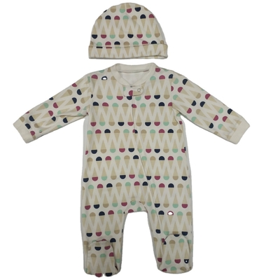 Winter Footies Baby Clothes with Zipper Opening and Fashionable Pattern Printing