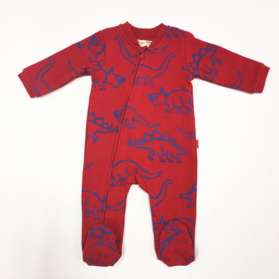 Newborn Bodysuit Baby Clothing Rompers with Zipper and Printing Pattern Knitted Fabric