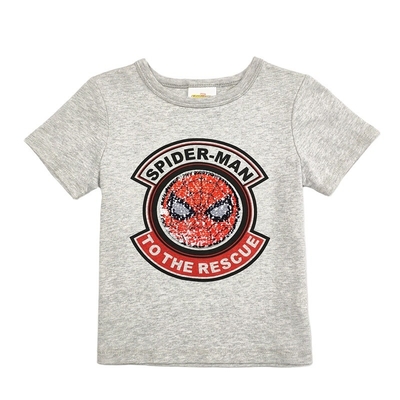 Sequin Glitter Spider-Man Print Kids T-Shirt Short Sleeve O-Neck Casual Children's Tee