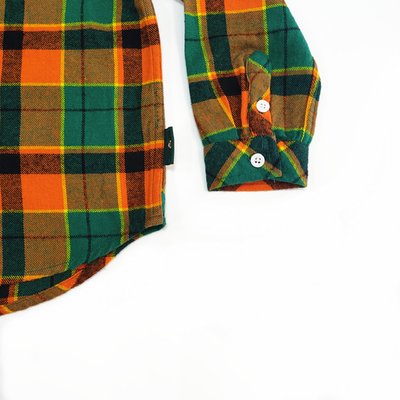 Design Plaid Long Sleeve Children's Casual Shirts Loose Fit with Button and Embroidery