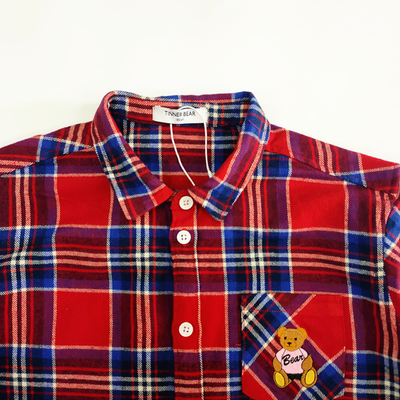 Embroidery Decoration Polo Neck Children Boy Shirt with Funny Pocket Kids Boy Blouse