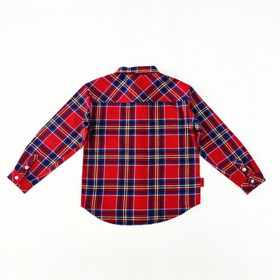 Embroidery Decoration Polo Neck Children Boy Shirt with Funny Pocket Kids Boy Blouse
