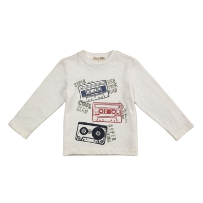 O-Neck  Boys and Girls Long Sleeve White Baby T-Shirt Cartoon Cotton Baby Clothing