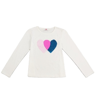 Embroidered Technics Cute Young Girls T-Shirt with Sequins Application
