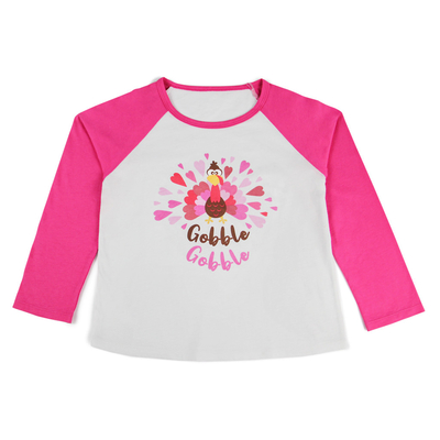 100% Cotton Raglan Long Sleeve Toddler Girls T-Shirts with Western Graphic Halloween Print