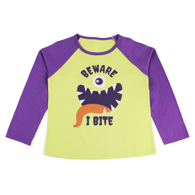 100% Cotton Raglan Long Sleeve Toddler Girls T-Shirts with Western Graphic Halloween Print