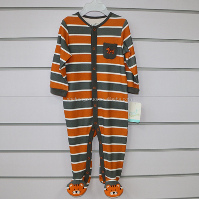 Knitted Unisex Baby Footie Romper with Animal Patch Embroidery Snap or Zipper Opening