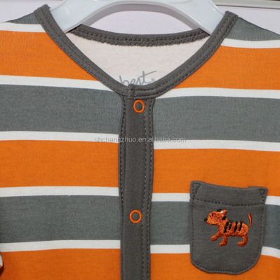 Knitted Unisex Baby Footie Romper with Animal Patch Embroidery Snap or Zipper Opening