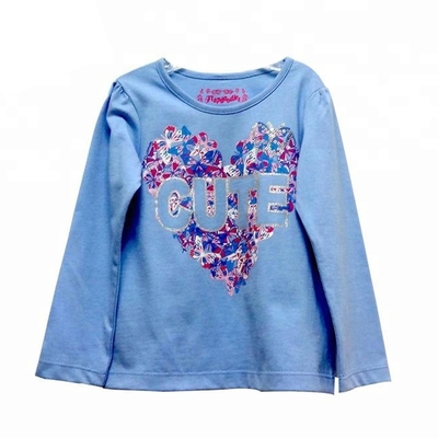 Anti-Shrink Eco-friendly Print Embroidery O-neck Organic Cotton Summer Tops for Girls