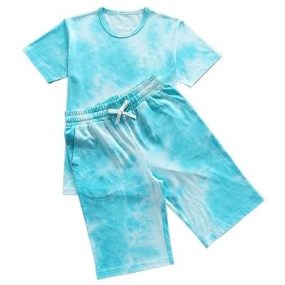 Customize 100% Cotton Boys Clothing Set for Summer Soft Hand Feel Tie Dyed Pattern Type
