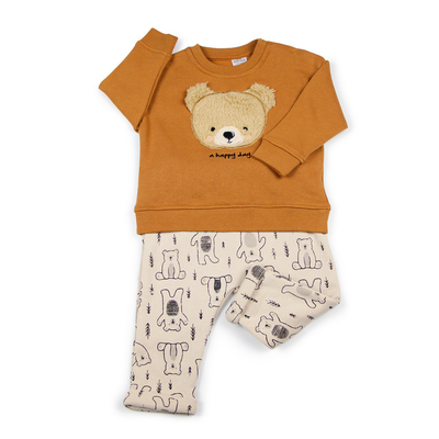 Unisex Soft Autumn Spring Baby Clothing Set with Patch Embroidery Polyester/Cotton Blend