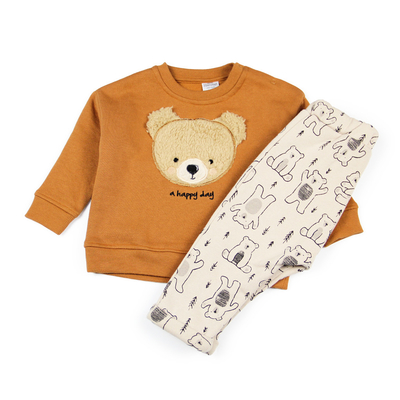 Unisex Soft Autumn Spring Baby Clothing Set with Patch Embroidery Polyester/Cotton Blend