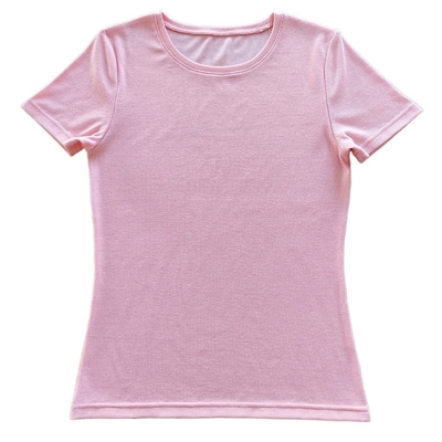 Customize Women's Rib T-shirt with Short Sleeves and Cotton Spandex Soft Hand Feel