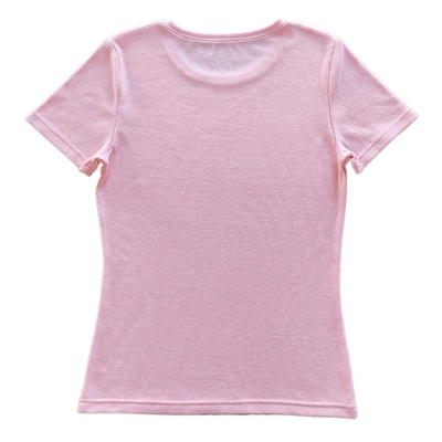 Customize Women's Rib T-shirt with Short Sleeves and Cotton Spandex Soft Hand Feel
