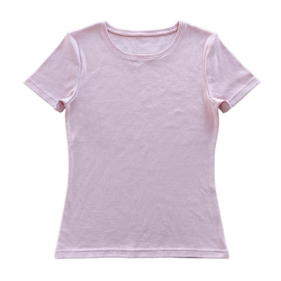 Solid Pattern Women's T-shirt Customize Cotton Spandex Rib T-shirt for Style Clothing