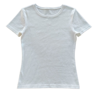 Customize Cotton Spandex Rib T-Shirts for Women Ladies Basic Style Round-Neck T-Shirts