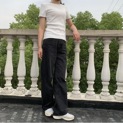 Customize Cotton Spandex Rib T-Shirts for Women Ladies Basic Style Round-Neck T-Shirts