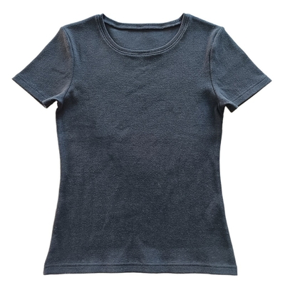 Plain Dyed Cotton Spandex 2*2 Rib Women's T-shirts with Modern and Basic Style Design