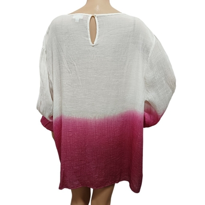 Dip Dye Front Neck With Embroidery Shirts For Women Plus Size Fashion Women's Blouses