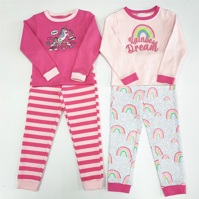 Customized Winter Home Wear Clothes Set Printed Kids Pajamas for Girls