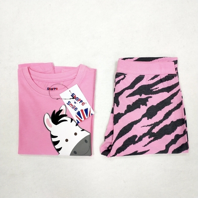 Soft Animal Print Girls Sleepwear Set Spring/Autumn 100% Combed Cotton Soft Hand Feel