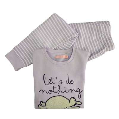 Embroidered Purple Cotton Winter Girl Kids Family Pajamas for a Cozy and Warm Winter Season