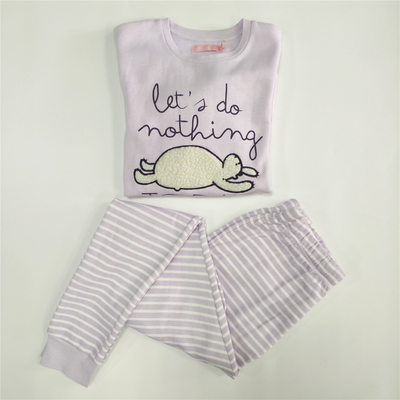 Embroidered Purple Cotton Winter Girl Kids Family Pajamas for a Cozy and Warm Winter Season